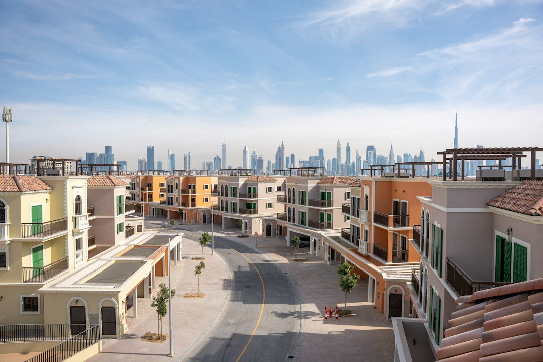 Modern UAE real estate buildings representing Odoo property management ERP